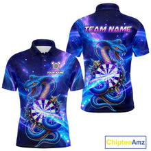 Load image into Gallery viewer, Galaxy Blue Custom Cobra Snake Darts Shirt For Men, Darts League Jersey Team Polo &amp; 1/4 Zip TDM5274