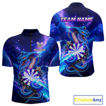Load image into Gallery viewer, Galaxy Blue Custom Cobra Snake Darts Shirt For Men, Darts League Jersey Team Polo &amp; 1/4 Zip TDM5274