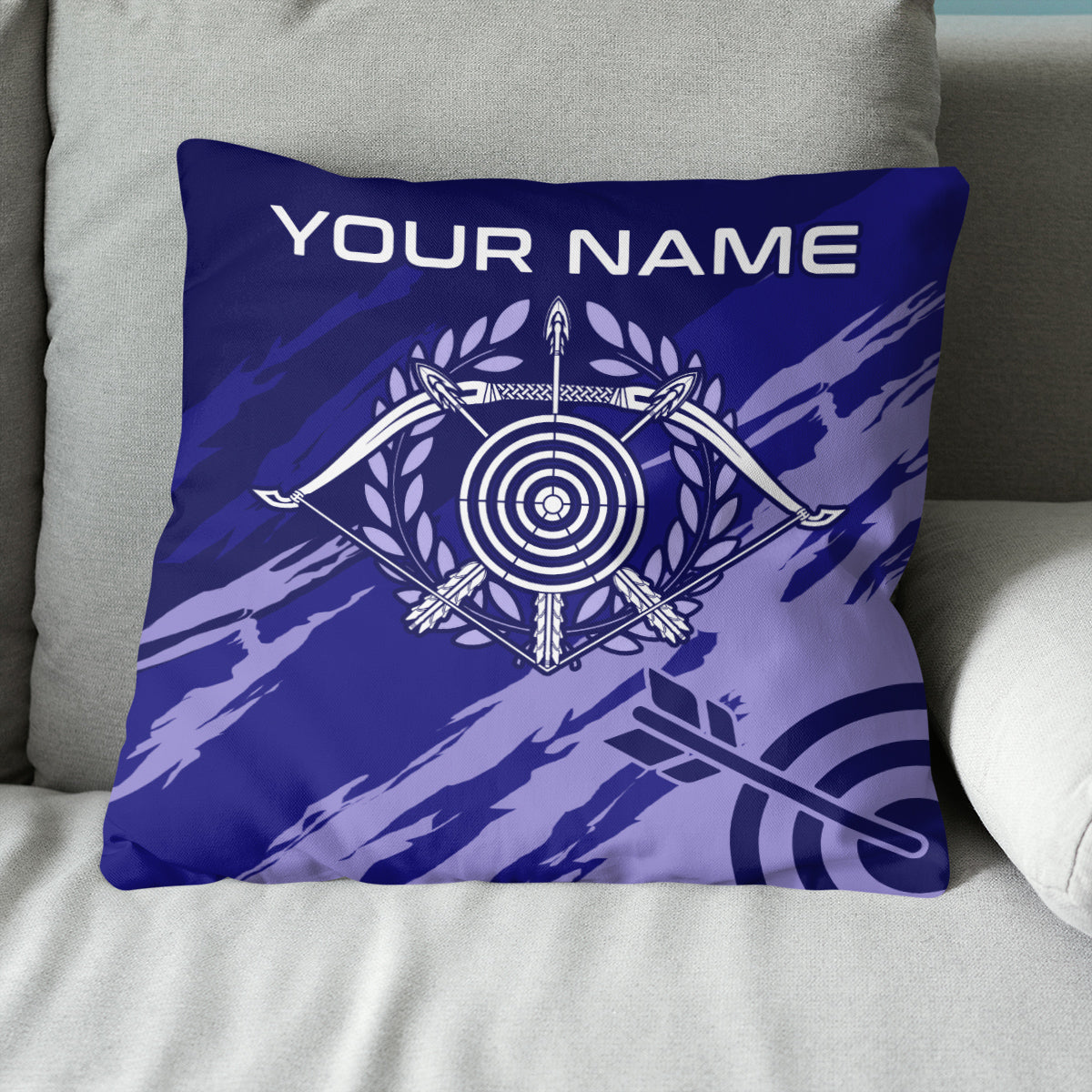 Personalized Purple Archery Throw Pillow Custom Name Target Pillow Gifts TDM0787
