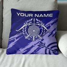 Load image into Gallery viewer, Personalized Purple Archery Throw Pillow Custom Name Target Pillow Gifts TDM0787