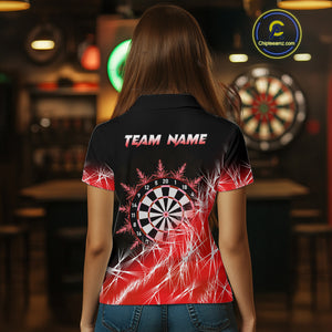 Red Icy Lights Women Darts Polo & Quarter Zip Custom Dart Shirts For Team Darts Jerseys Outfit TDM4640