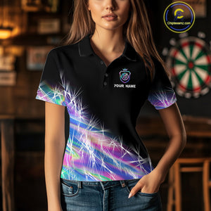 Holographic Icy Lights Women Darts Polo & Quarter Zip Custom Dart Shirts For Team Darts Jerseys TDM4641