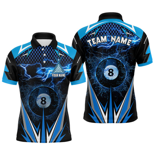 Personalized 8 Ball Pool Thunder Lightning 3D Full Printing Billiard Polo Shirts Jersey For Men TDM0173