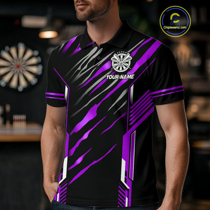 3D Darts Board Fire Flame Custom Dart Shirts For Men, Dart League Jerseys Team Uniform |Purple TDM5052