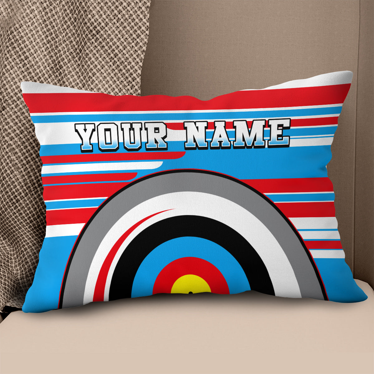 Personalized Archery 3d Target Pillow Custom Name Colorful Throw Pillows TDM0799