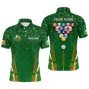 St Patrick's Day Billiard Ball Custom Shamrock Pattern Men Polo Shirts, Patrick Billiard Shirt Gift TDM0965