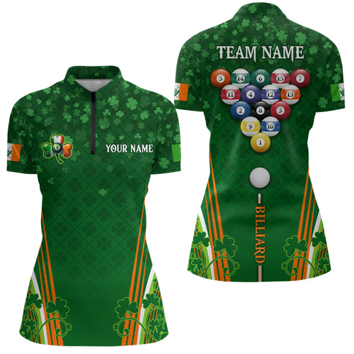 St Patrick's Day Billiard Ball Custom Shamrock Women 1/4 Zip Shirts, Patrick Billiards Gifts TDM0965