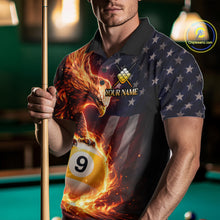 Load image into Gallery viewer, American Flag Flame 9 Ball Eagle Billiard Shirt For Men Custom Pool Team Shirt, Billiard Jersey TDM5788