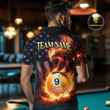 Load image into Gallery viewer, American Flag Flame 9 Ball Eagle Billiard Shirt For Men Custom Pool Team Shirt, Billiard Jersey TDM5788