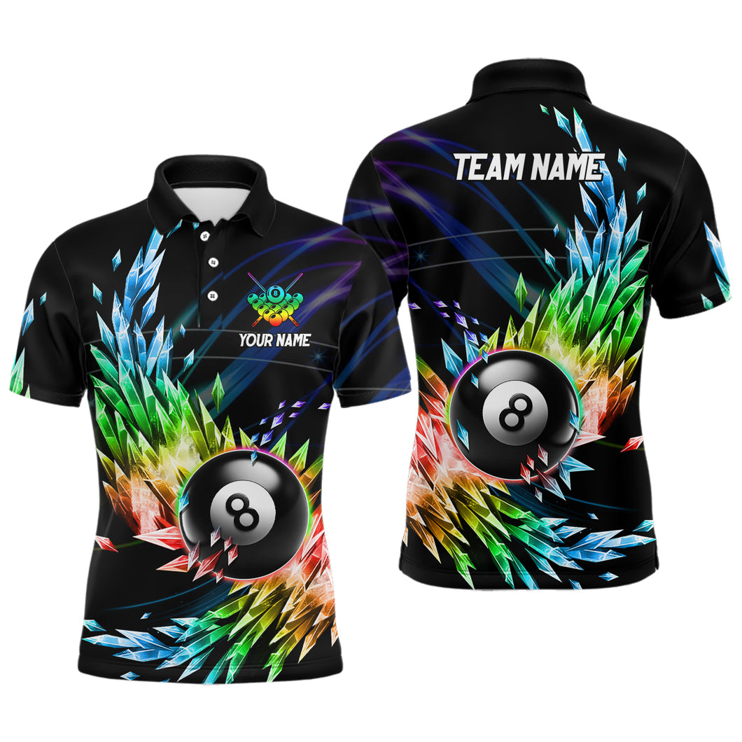 3D Colorful Frozen Ice Men Billiard Polo Shirts Personalized 8 Ball Pool Billiard Attire Jerseys TDM1120