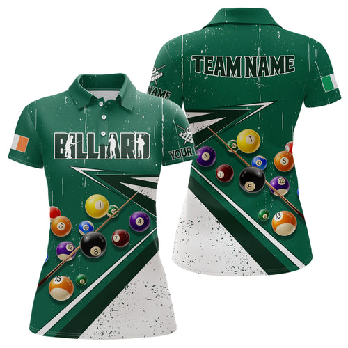 Green White 3D Billiard Balls Luckiest Women Polo Shirts Customized Billiard Jerseys For Patrick Day TDM1123