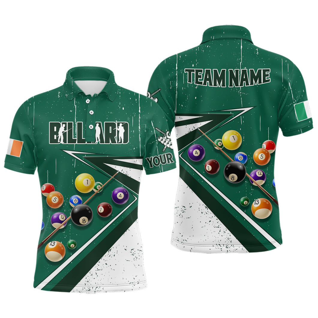 Green White 3D Billiard Balls Luckiest Men Polo Shirts Customized Billiard Jerseys For Patrick Day TDM1123
