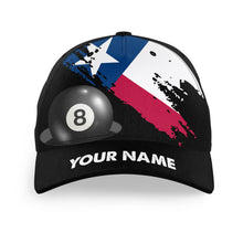 Load image into Gallery viewer, Personalized Texas Flag Billiard Games 3D Baseball Caps Custom Patriotic Texas Flag Hat For Pool Player TDM1126