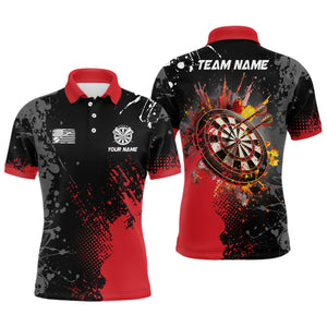 Personalized Paint Red 3D Dartboard Men Darts Polo Shirts Custom Dart Jerseys Attire For Team TDM1498