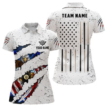 Load image into Gallery viewer, Custom Eagle American Flag White Grunge Billiard Shirts For Women, Patriotic Billiard Team Jerseys TDM2317