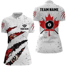 Load image into Gallery viewer, Custom Eagle Canada Flag White Grunge Billiard Shirts For Women, Patriotic Billiard Team Jerseys TDM2318