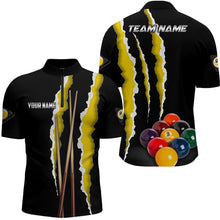 Load image into Gallery viewer, Personalized Yellow Black 9 Ball Pool 3D Printed Men Billiard Shirts, 9 Ball Billiard Team Jerseys TDM1856