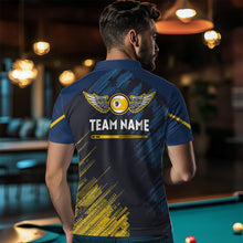 Load image into Gallery viewer, Personalized Blue Yellow 9 Ball Pool Wings Men&#39;s Billiard Shirts, 9 Ball Billiard Team Shirt Jersey TDM3776