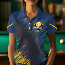 Load image into Gallery viewer, Personalized Blue Yellow 9 Ball Pool Wings Women&#39;s Billiard Shirts, 9 Ball Billiard Team Shirt Jersey TDM3776