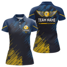 Load image into Gallery viewer, Personalized Blue Yellow 9 Ball Pool Wings Women&#39;s Billiard Shirts, 9 Ball Billiard Team Shirt Jersey TDM3776
