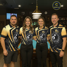 Load image into Gallery viewer, Black And Gold 8 Ball &amp; 9 Ball Glass Break Billiard Shirt For Men Custom Pool Team Jersey Outfit TDM6151