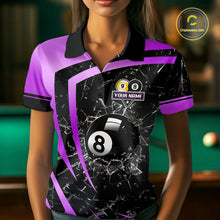 Load image into Gallery viewer, Black And Purple 8 Ball &amp; 9 Ball Glass Break Billiard Shirt For Women Custom Pool Team Jersey Outfit TDM6152