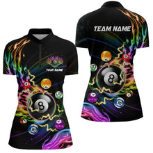 Load image into Gallery viewer, Personalized 3D Billiard Balls Colorful Fire Pool Shirts For Women Custom Lightning Billiard Jerseys TDM2088