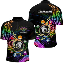 Load image into Gallery viewer, Personalized 3D Billiard Balls Colorful Fire Pool Shirts For Men Custom Lightning Billiard Jerseys TDM2088