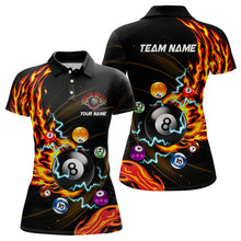 Load image into Gallery viewer, Personalized 3D Billiard Balls Fire Flame Pool Shirts For Women Custom Lightning Billiard Jerseys TDM2089
