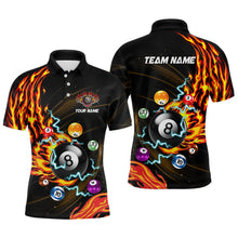 Load image into Gallery viewer, Personalized 3D Billiard Balls Fire Flame Pool Shirts For Men Custom Lightning Billiard Jerseys TDM2089