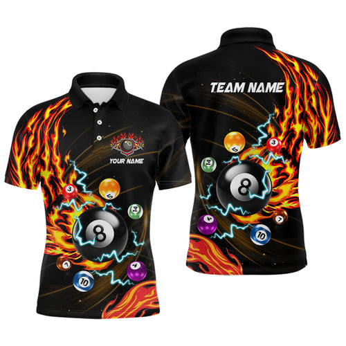 Personalized 3D Billiard Balls Fire Flame Pool Shirts For Men Custom Lightning Billiard Jerseys TDM2089