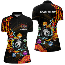 Load image into Gallery viewer, Personalized 3D Billiard Balls Fire Flame Pool Shirts For Women Custom Lightning Billiard Jerseys TDM2089