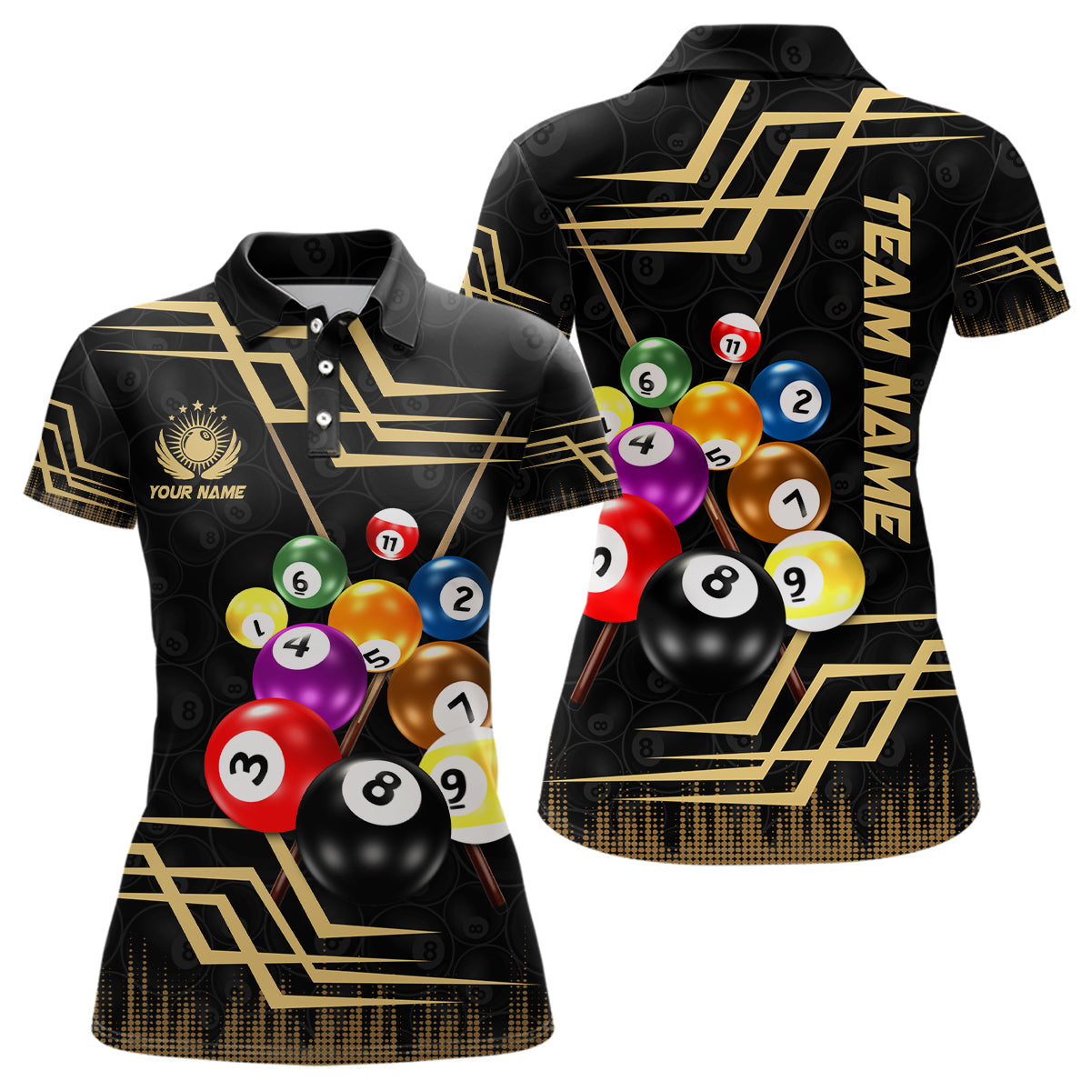 Personalized 3D Royal Billiard Balls Women Polo Shirts Custom Billiard ...