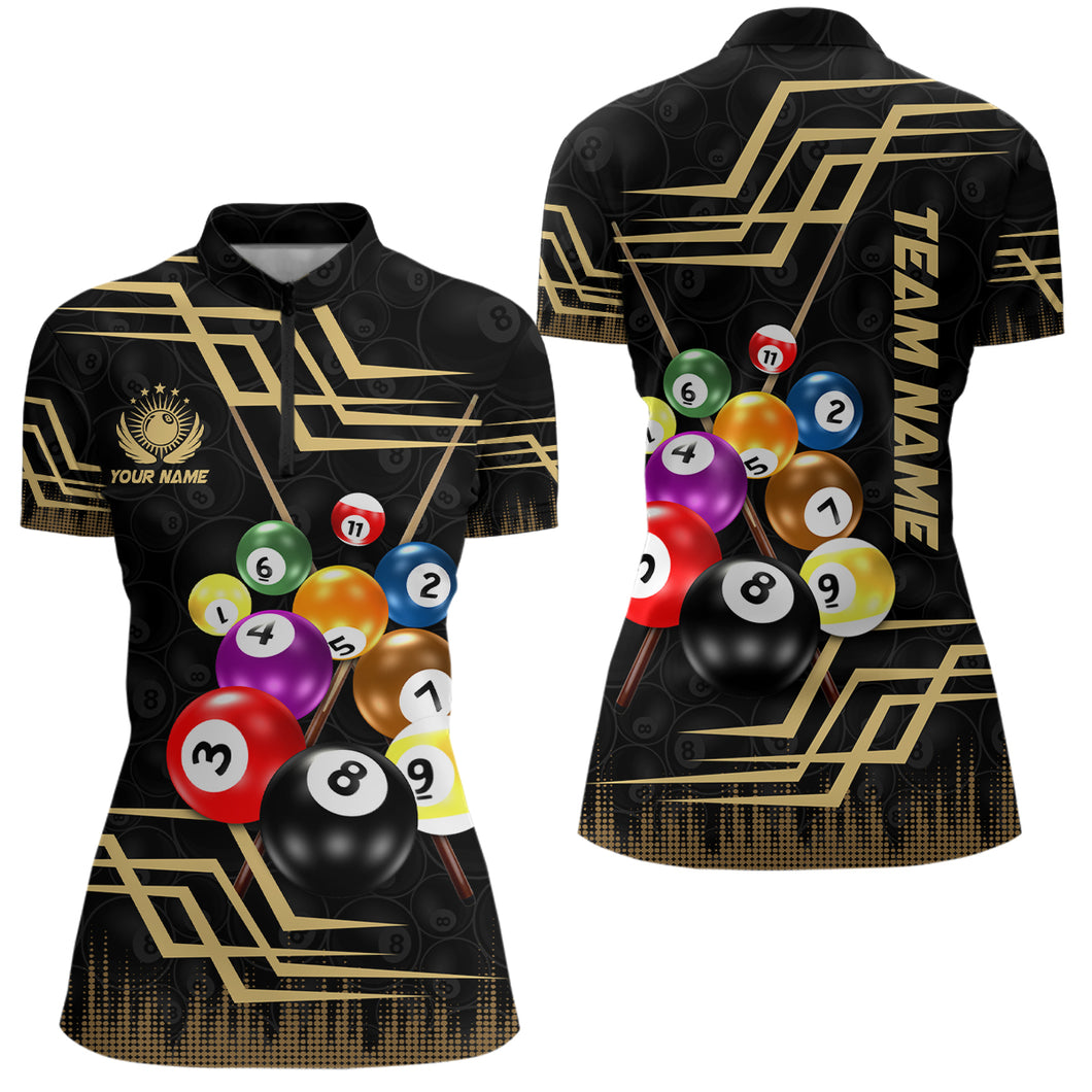 Personalized 3D Royal Billiard Balls Quarter-Zip Shirts For Women Cust ...