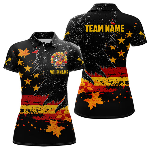 Personalized Retro Autumn American Flag Women Dart Jerseys Custom Patriotic Thanksgiving Dart Shirts TDM2821