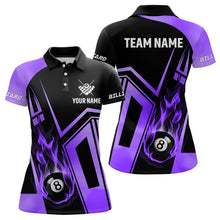 Load image into Gallery viewer, Personalized 3D Billiard Shirts For Women Custom Purple 8 Ball Pool Fire Flame Billiard Jerseys TDM2823