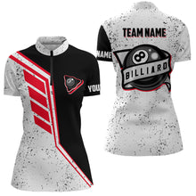 Load image into Gallery viewer, Funny 8 Ball Pool Grunge Style Custom Billiard Women Polo &amp; Quarter Zip, 8 Ball Billiard Jerseys TDM3294