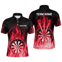 Load image into Gallery viewer, Fire Flame Dartboard 3D Darts Polo &amp; Quarter Zip Custom Dart Shirts For Men Dart Jerseys |Red TDM3298