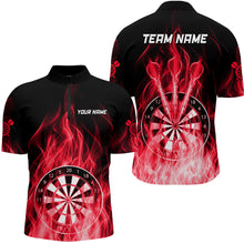 Load image into Gallery viewer, Fire Flame Dartboard 3D Darts Polo &amp; Quarter Zip Custom Dart Shirts For Men Dart Jerseys |Red TDM3298