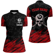 Load image into Gallery viewer, Black And Red 8 Ball Pool Cue Skull Custom Women Billiard Shirts, Billiard Jersey Billiard Team Shirt TDM3303