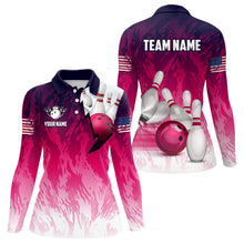 Load image into Gallery viewer, Personalized Pink Bowling Shirts For Women Custom Bowling Polo &amp; Quarter Zip Bowling Team Jerseys TDM3629