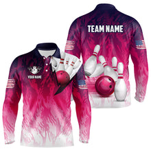 Load image into Gallery viewer, Personalized Pink Bowling Shirts For Men Custom Bowling Polo &amp; Quarter Zip Bowling Team Jerseys TDM3629