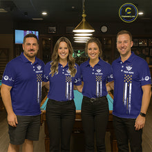 Load image into Gallery viewer, Customized Navy Blue American Flag Billiard Shirt For Women, 8 Ball Pool Team Jersey Polo &amp; 1/4 Zip TDM6586