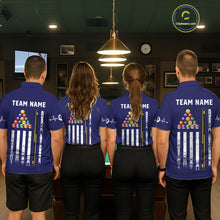 Load image into Gallery viewer, Customized Navy Blue American Flag Billiard Shirt For Women, 8 Ball Pool Team Jersey Polo &amp; 1/4 Zip TDM6586