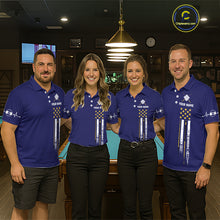 Load image into Gallery viewer, Customized Navy Blue American Flag Billiard Shirt For Men, 9 Ball Pool Team Jersey Polo &amp; 1/4 Zip TDM6587