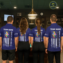 Load image into Gallery viewer, Customized Navy Blue American Flag Billiard Shirt For Men, 9 Ball Pool Team Jersey Polo &amp; 1/4 Zip TDM6587