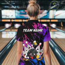 Load image into Gallery viewer, Custom Blue Purple Drunk Bowling Balls And Pins Funny Bowling Shirts For Women, Beer Bowling Jersey TDM6596