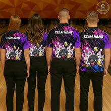 Load image into Gallery viewer, Custom Blue Purple Drunk Bowling Balls And Pins Funny Bowling Shirts For Women, Beer Bowling Jersey TDM6596