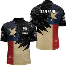 Load image into Gallery viewer, Personalized Retro Texas Flag Darts Men Polo &amp; Quarter-Zip Shirts, Patriotic Dart Jerseys Uniform TDM1885