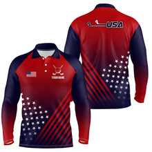 Load image into Gallery viewer, Mens Golf Polo Shirts American Flag Patriotic Custom Red And Navy Golf Shirts Best Men Golf Wears TDM1891